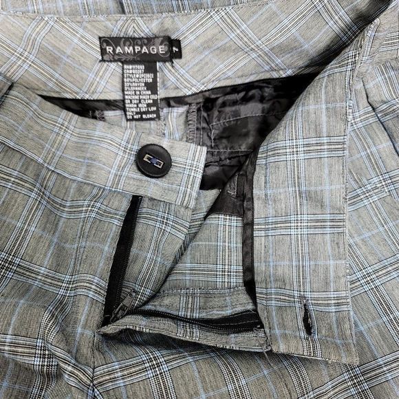 Vintage 90s Y2K Rampage Jrs 7 Grey Plaid Dress Casual Straight‎ Wide Leg Pants - Picture 3 of 4